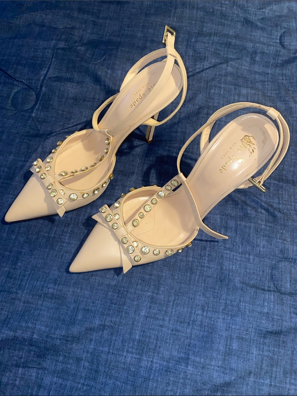 kate spade Blush Pink Crystal-Studded Pointed Slingback Heels